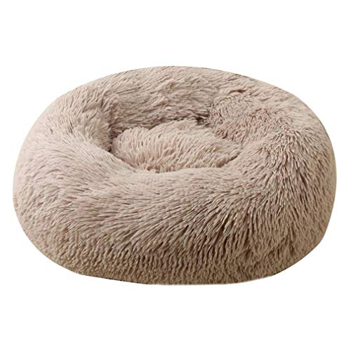 VOCD Hundebett Katzenbett, Waschbar Wasserdicht Runde Plüsch Donut Katzen Nest Bett Weiches Kissen, Reversibles Kissen Welpenschlafsack - Dunkelgrau von VOCD