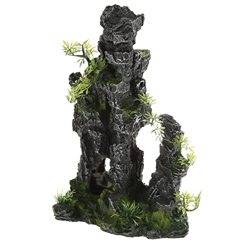 VOCOSTE Aquarium Artificial Landscape Mountain, Gray, Green, 11.81" von VOCOSTE