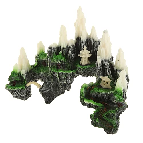 VOCOSTE Aquarium Artificial Landscape Mountain, White Gray Green, 7.09" von VOCOSTE