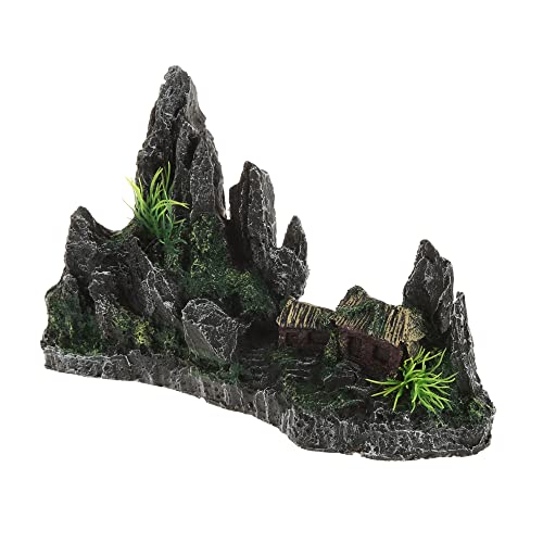 VOCOSTE Aquarium Artificial Landscape Mountain Decor, Gray, Green, 5.51" von VOCOSTE