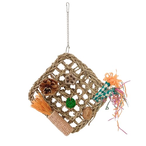 VOCUE Bird Entertainment Toy Cage Hangable Grass Mats Toy Natural PineCones Cage Standing Swing Toy for Lovebirds Kakadus von VOCUE