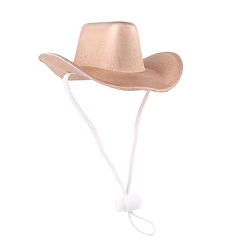 VOCUE Cowboyhut für Welpen, Hunde, Sonnenhaube mit verstellbarem Gürtel, Perlmutt, Partyhut mit Gürtel von VOCUE