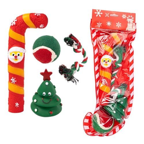 VOCUE Weihnachts-Hundespielzeug-Geschenkset zum Kauen und Spielen, weiches Spielzeug und Seilbeißwiderstand, Festival-Spielzeug für Haustiere VOCUE Weihnachts-Hundespielzeug-Geschenkset zum Kauen und Spielen, weiches Spielzeug und Seilbeißwiderstand, Festival-Spielzeug für Haustiere von VOCUE