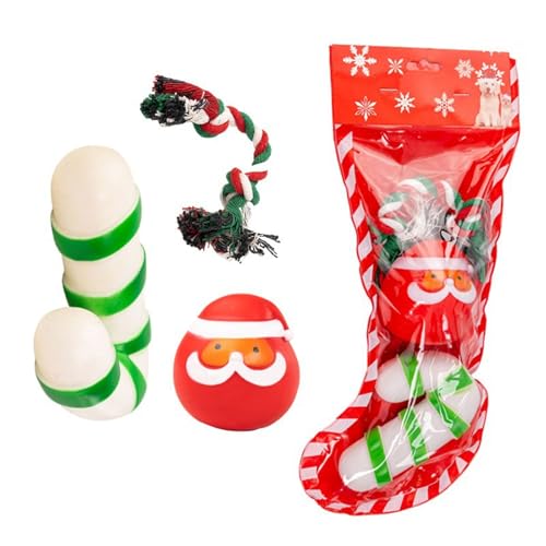 VOCUE Weihnachts-Hundespielzeug-Geschenkset zum Kauen und Spielen, weiches Spielzeug und Seilbeißwiderstand, Festival-Spielzeug für Haustiere VOCUE Weihnachts-Hundespielzeug-Geschenkset zum Kauen und Spielen, weiches Spielzeug und Seilbeißwiderstand, Festival-Spielzeug für Haustiere von VOCUE