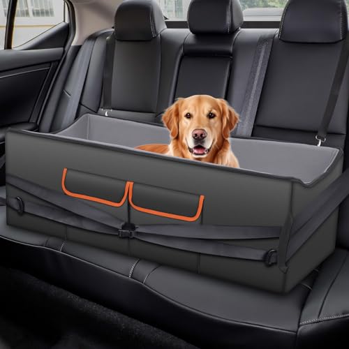 VOISTINO 110,5 cm L x 50 cm B x 37,1 cm H, extra großer Hunde-Autositz für mittelgroße und große Hunde, Haustier-Auto-Rücksitze mit 2 Sicherheitsleinen, Doppel-Hunde-Autositz, unterstützt bis zu 90 von VOISTINO