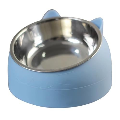 Edelstahl-Katzennäpfe mit Rutschfester Basis for Haustiere, Welpen, Katzen, Futter, Trinken, Wasser, Futterspender, Nackenschutz, Futternapf, um 15 Grad geneigt Hundenapf(Blue,100ML) von VONCYKI