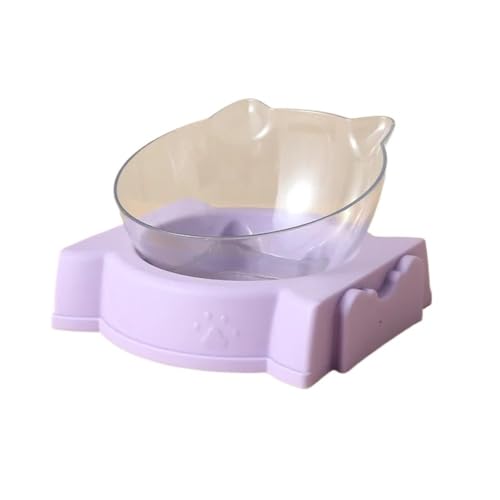 Futternapf for Katzen, automatischer Futterspender, All-in-One-Splice-Futternapf for Hunde und Katzen und Trinkbrunnen, erhöhter stehender Futternapf Hundenapf(Purple,Single) von VONCYKI