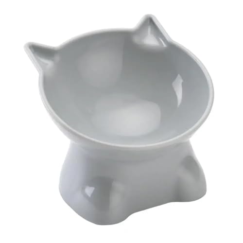 Hoher Katzennapf Hundenapf Anti-Dumping 45°-Nackenschutz Katzenwassernapf Binauraler Futterbecher for Haustiere Futternäpfe for Haustiere Futterautomat for Haustiere Hundenapf(Grey) von VONCYKI