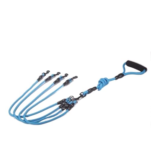 Hundeleine aus Nylon, doppelt, zweiköpfig, Hundeleine, 2-Wege-Koppler, for den Spaziergang mit Zwei oder mehr Hunden, Halsbänder, Geschirre, Hundeleinen Hundeleine(Blue 4 Ropes) von VONCYKI