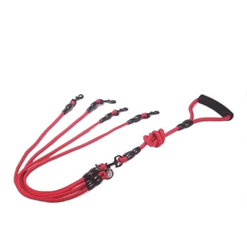 Hundeleine aus Nylon, doppelt, zweiköpfig, Hundeleine, 2-Wege-Koppler, for den Spaziergang mit Zwei oder mehr Hunden, Halsbänder, Geschirre, Hundeleinen Hundeleine(Red 4 Ropes) von VONCYKI