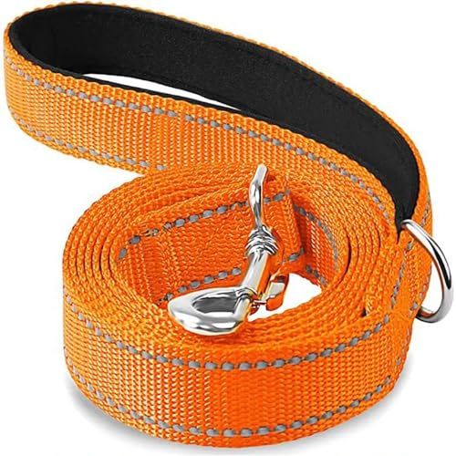 Katzen Hunde Geschirr Halsband Blei Gurt Nacht Reflexion Hund Haustier Abschleppseil 1.2/1.5/1.8m Schutzseil Haustier Walking Training Leine Hundeleine(Orange,2.5x120cm) von VONCYKI