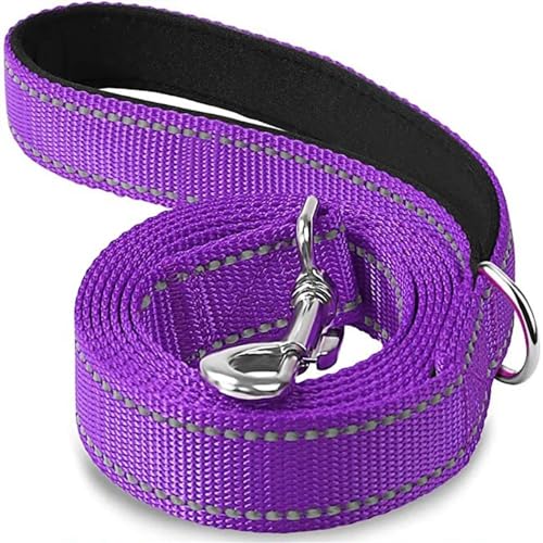 Katzen Hunde Geschirr Halsband Blei Gurt Nacht Reflexion Hund Haustier Abschleppseil 1.2/1.5/1.8m Schutzseil Haustier Walking Training Leine Hundeleine(Purple,2.5x120cm) von VONCYKI