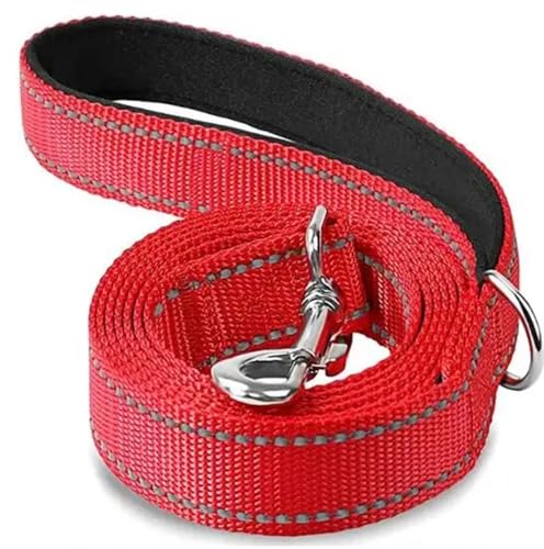 Katzen Hunde Geschirr Halsband Blei Gurt Nacht Reflexion Hund Haustier Abschleppseil 1.2/1.5/1.8m Schutzseil Haustier Walking Training Leine Hundeleine(Red,2.5x150cm) von VONCYKI