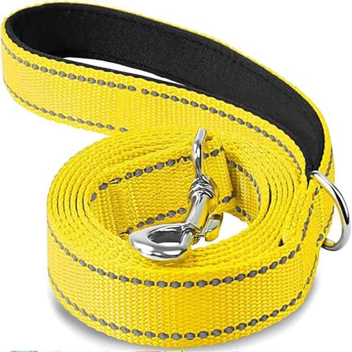 Katzen Hunde Geschirr Halsband Blei Gurt Nacht Reflexion Hund Haustier Abschleppseil 1.2/1.5/1.8m Schutzseil Haustier Walking Training Leine Hundeleine(Yellow,2.5x150cm) von VONCYKI