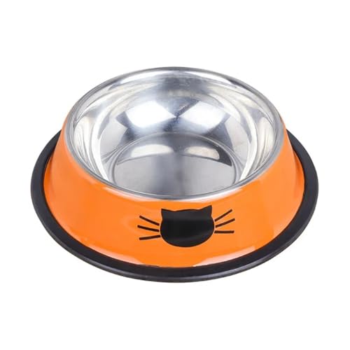 Katzenfutternapf aus Edelstahl for Kätzchen, Katzenfutter und Wassernapf mit Rutschfester Gummibasis, Kleiner Futternapf for Haustiere, Katzenzubehör, Heimtierbedarf Hundenapf(Orange) von VONCYKI