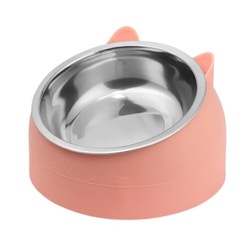 Niedlicher Futternapf for Katzen und Hunde, schützt die Halswirbelsäule, schräger Mund, Edelstahl, fallfest, Futternapf for Haustiere Hundenapf(Pink) von VONCYKI