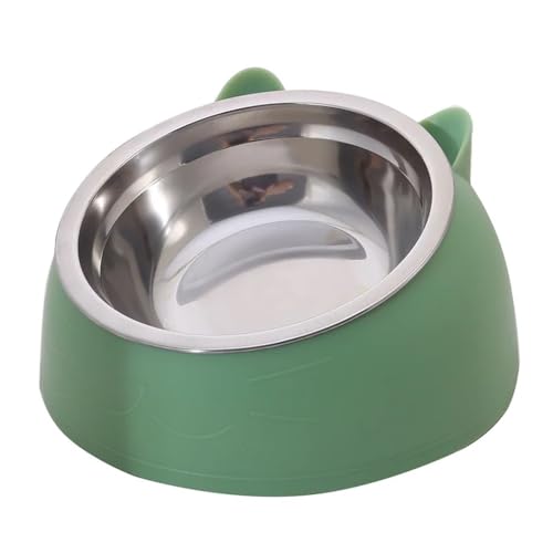 Niedlicher Futternapf for Katzen und Hunde, schützt die Halswirbelsäule, schräger Mund, Edelstahl, sturzsicher, langlebig, Futternapf for Haustiere Hundenapf(Green,L 400ML) von VONCYKI