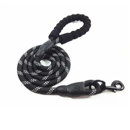 Reflektierendes, langlebiges Hundehalsband aus Nylon for kleine, mittelgroße und große Hunde, rundes Traktionsseil, Halskette, Kette, Heimtierbedarf Hundeleine(Black Grey,0.8CM 1.5M) von VONCYKI