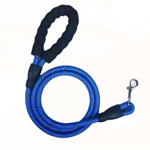 Reflektierendes, langlebiges Hundehalsband aus Nylon for kleine, mittelgroße und große Hunde, rundes Traktionsseil, Halskette, Kette, Heimtierbedarf Hundeleine(Blue,0.8CM 1.5M) von VONCYKI