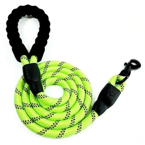 Reflektierendes, langlebiges Hundehalsband aus Nylon for kleine, mittelgroße und große Hunde, rundes Traktionsseil, Halskette, Kette, Heimtierbedarf Hundeleine(Green,0.8CM 1.5M) von VONCYKI