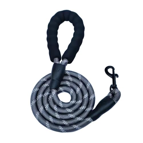 Reflektierendes, langlebiges Hundehalsband aus Nylon for kleine, mittelgroße und große Hunde, rundes Traktionsseil, Halskette, Kette, Heimtierbedarf Hundeleine(Grey,0.8CM 1.5M) von VONCYKI