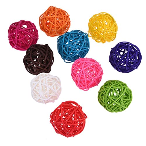 VONGLYHOO Rattan Balls Bird Toy Sittich Chewing Toy Pet Cage Bite Ball Diy Decor 10pcs Random Color Papagei Chewing Toys Rattan Decorative Balls Papagei Cage Rattan Ball to von VONGLYHOO