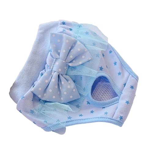 VOODUE Atmungsaktive Schleife Hundekleidung Heimtierbedarf Hund Menstruationshose Haustier Prinzessin Höschen Haustierwindel Hund Wiederverwendbare Hundephysiologische Hose (Color : Blau, Size : L) von VOODUE