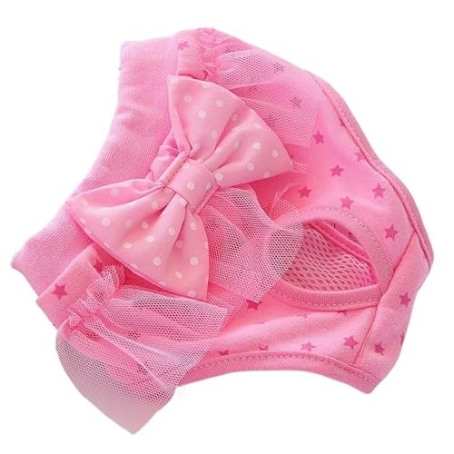 VOODUE Atmungsaktive Schleife Hundekleidung Heimtierbedarf Hund Menstruationshose Haustier Prinzessin Höschen Haustierwindel Hund Wiederverwendbare Hundephysiologische Hose (Color : Pink, Size : L) von VOODUE