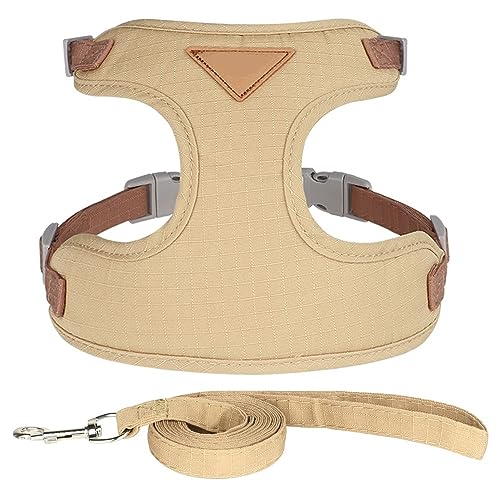 VOODUE Mode Katze Hund Geschirr und Leine Set weichem Stoff Welpen Katze Geschirre Blei Haustier Kätzchen Westen mit Seil for kleine Hunde Katzen (Color : Coffee, Size : M) von VOODUE