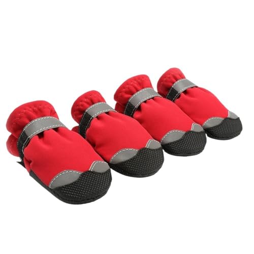 VOODUE hundestiefel 4Pcs Atmungsaktive Haustier Hund Schuhe wasserdichte Outdoor Wanderschuhe Haustier Schuhe Stiefel Nacht Sicher Reflektierende Stiefel for Small Medium Large Hunde (Color : 3, Siz von VOODUE