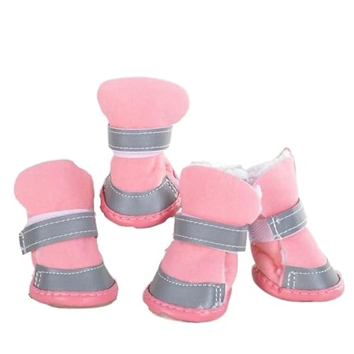 VOODUE hundestiefel Anti-Rutsch-Regen-Schneestiefel Winter Reflektierende Haustier-Hundeschuhe Warm for kleine Katzen Welpen Hunde Socken Booties (Color : Rosa, Size : 2) von VOODUE