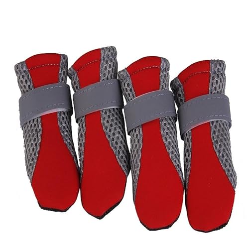 VOODUE hundestiefel Atmungsaktive Haustier-Hundeschuhe, wasserdichte Outdoor-Walking-Haustierschuhe, nachtsichere reflektierende Stiefel (Color : A-red, Size : L) von VOODUE