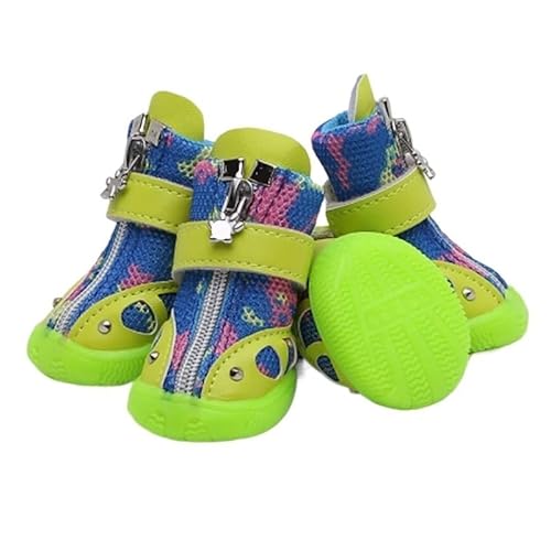 VOODUE hundestiefel Atmungsaktive Haustierschuhe Frühling Sommer kleine Hundeschuhe Anti-Rutsch-Welpen-Hundesportstiefel (Color : Grün, Size : 3) von VOODUE