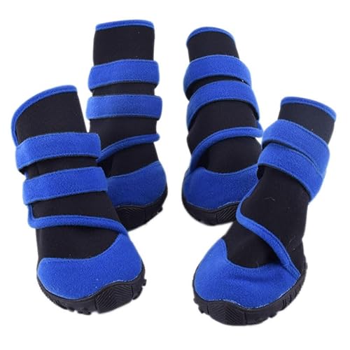 VOODUE hundestiefel Hundeschuhe Hundeschuhe Anti-Rutsch-Sohlenschuhe for kleine große Hunde Outdoor Wasserdicht Herbst und Winter (Color : Blau, Size : L) von VOODUE