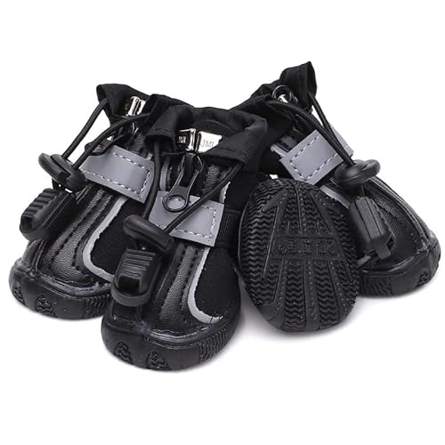 VOODUE hundestiefel wasserdichte Haustierschuhe for Welpen und kleine Hunde, rutschfeste Hunde-Regenstiefel for große Hunde (Color : Schwarz, Size : 5) von VOODUE