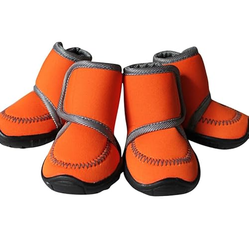 VOODUE hundestiefel wasserdichte Winter-Haustier-Hundeschuhe, Hundestiefel, Baumwolle, rutschfest (Color : Orange, Size : L) von VOODUE