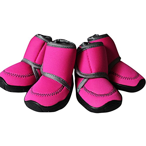 VOODUE hundestiefel wasserdichte Winter-Haustier-Hundeschuhe, Hundestiefel, Baumwolle, rutschfest (Color : Rose, Size : M) von VOODUE