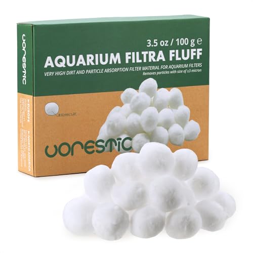 VORESTIC Aquarium Filtra Fluff, Filterwatte Aquarium, Filterschwamm Aquarium, Aquarium Filtermaterial, Filtermedium Aquarium 100 gram / Ø32 mm von VORESTIC