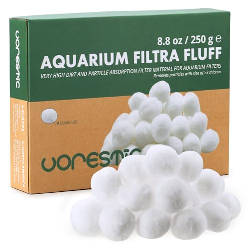 VORESTIC Aquarium Filtra Fluff, Filterwatte Aquarium, Filterschwamm Aquarium, Aquarium Filtermaterial, Filtermedium Aquarium 250 gram / Ø32 mm von VORESTIC
