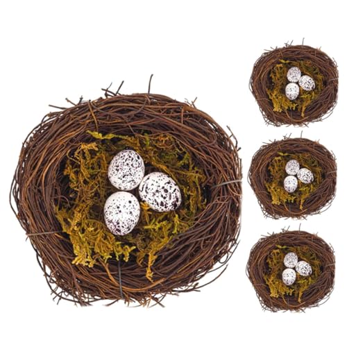 4 Sätze Vogelnest Aus Rattan Weben Rattan Vogelnest Dekorative Vogelhäuser Kleine Vogelfiguren Miniatur-vogelnest Künstliches Schwalbennest Korbvogelnest Ostervogel Schaum VOSAREA von VOSAREA