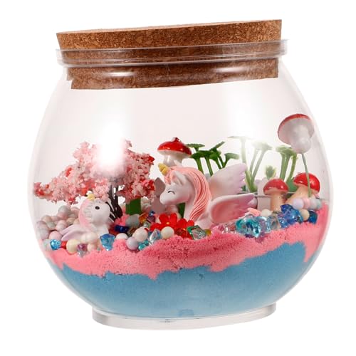 VOSAREA 1 Set Einhorn Wunschflasche Nachttisch Einhorn Terrarium Lampe Wunschflaschen Lampe Spiegel Unvollendetes Einhorn Terrarium Licht Einhorn Nachtlicht Heimlicht Dekor von VOSAREA