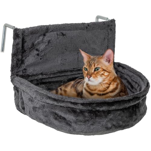 VOSS.PET Große Katzen-Liegemulde „Poppy“ für Heizungen, Heizkörper-Liege, Kuschelsack, grau von VOSS.PET