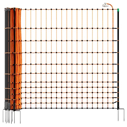 VOSS.farming Premium Hühnernetz farmNET 25m 112cm Orange 2 Spitzen 9 Pfähle Hühnerzaun Elektronetz von VOSS.farming