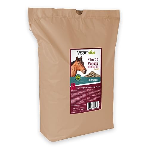 VOSS.vital Pferdepellets komplett 5mm, 15kg Pferdefutter, Futterpellets, Pellets, Ergänzungsfutter für Pferde, Ponys, Sportpferde, Freizeitpferde von VOSS.vital