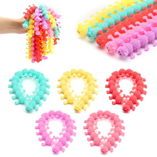 VOSSOT 15PCS Caterpillar Stretchy String Spielzeug, Bunte Stretchy Toy, Sensory Stretchy Strings, Stressabbau Spielzeug Squeeze für Kinder Erwachsene mit Autismus ADHD Therapie von VOSSOT