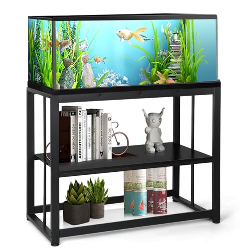 VOWNER Aquarium-Ständer aus Metall, 93 x 47 x 74,9 cm, robuster Reptilien-Tankständer, verstellbares 2-stöckiges Aquarium-Regal für Zuhause, Büro, Tank nicht im Lieferumfang enthalten, Schwarz von VOWNER