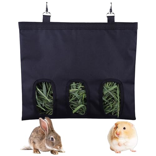 Futterspender für Kaninchen, Meerschweinchen, Heu, waschbar, zum Aufhängen, automatische Fütterungsheue, praktischer Futterspender für Kleintiere, Hasen, Chinchillas, Hamster (3 Fenster) von VPB