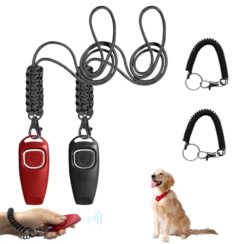 Hundepfeife,Hundepfeife Rütter Rückruf,Pfeife Klicker Hundeklicker Set,Hundepfeife mit Klicker und Lanyard,Für die Hundeausbildung(2 Stück) von VPB