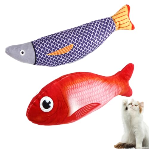 Katzenspielzeug, 2 Stück Katzenspielzeug Fisch mit Katzenminze, Interaktives Simulation Waschbares Plüsch Fischspielzeug, Katzenspielzeug Fisch mit Katzenminze, Spielzeug mit Katzenminze, Mehrfarbig von VQEOEOT