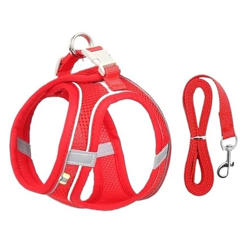 2-teiliges reflektierendes Brustgeschirr for Hundewesten mit Leine, atmungsaktives Brustgeschirr for Haustiere for kleine und mittelgroße Hunde(Red,XS) von VRKRTVBLB